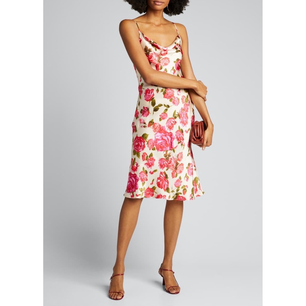 NWT L'Agence Nyla Pink Rose Cowl‎ Slip Dress Size 2